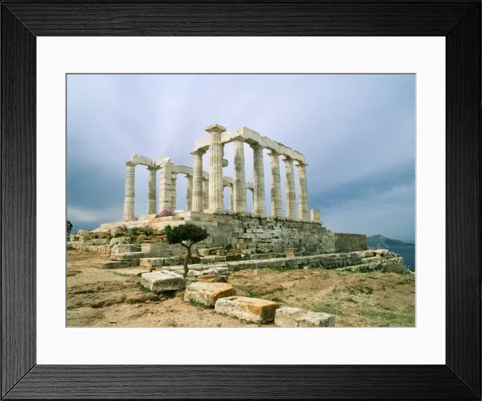 Framed Print : Greece Temple at Cape Sounio National Park, South of Athens, Greece Framed Print : Greece Temple at Cape Sounio National Park, South of Athens, Greece