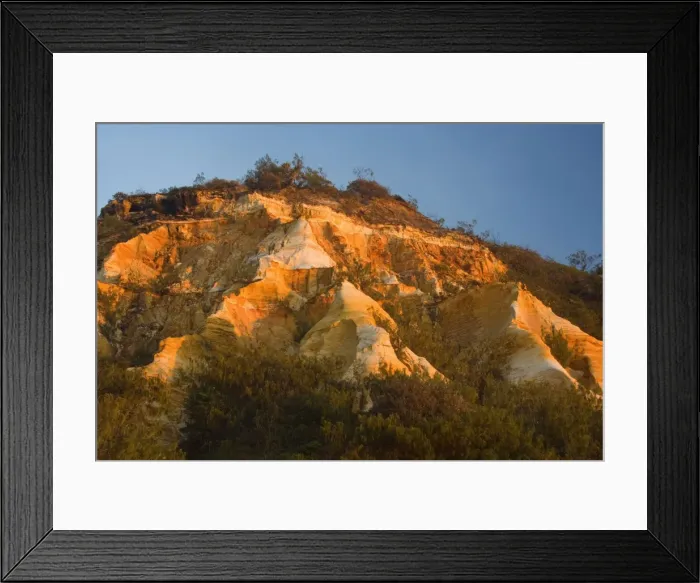 Framed Print : The Pinnacles - coloured sands and sandstone cliffs at sunrise - Fraser Island World Heritage Area, Great Sandy National Park, Queensland, Australia Framed Print : The Pinnacles - coloured sands and sandstone cliffs at sunrise - Fraser Island World Heritage Area, Great Sandy National Park, Queensland, Australia