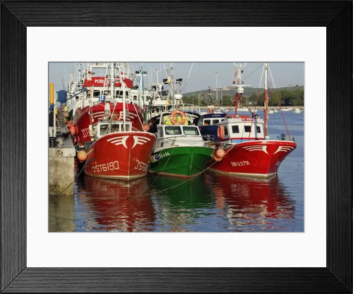Framed Print : Fishing boats in harbour of St vincente de la Barquera Costa Verde, Cantabria, North Spain Framed Print : Fishing boats in harbour of St vincente de la Barquera Costa Verde, Cantabria, North Spain