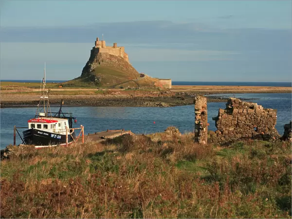 Lindisfarne Castle - view from harbour, Holy Island, Northumberland National Park, England