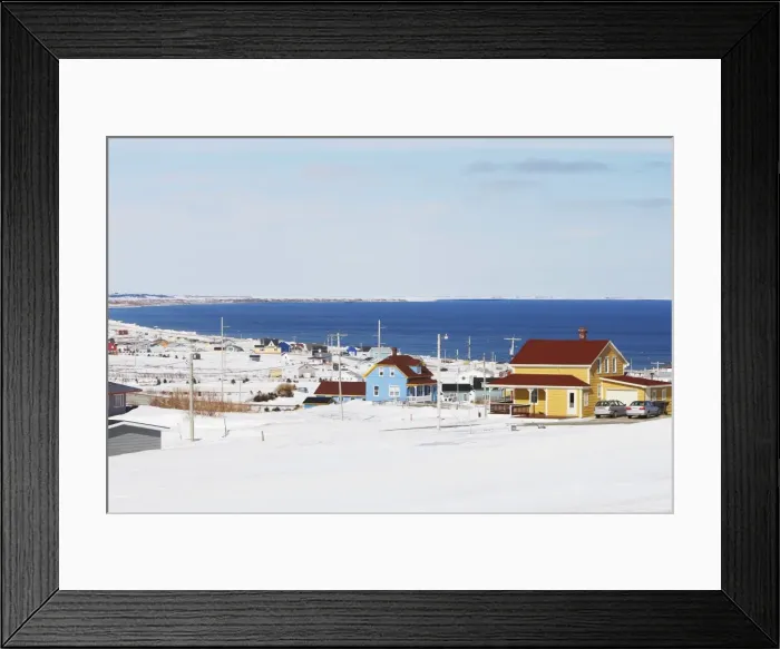 Framed Print : Houses in the island of Cap aux Meules Magdalen Islands Canada