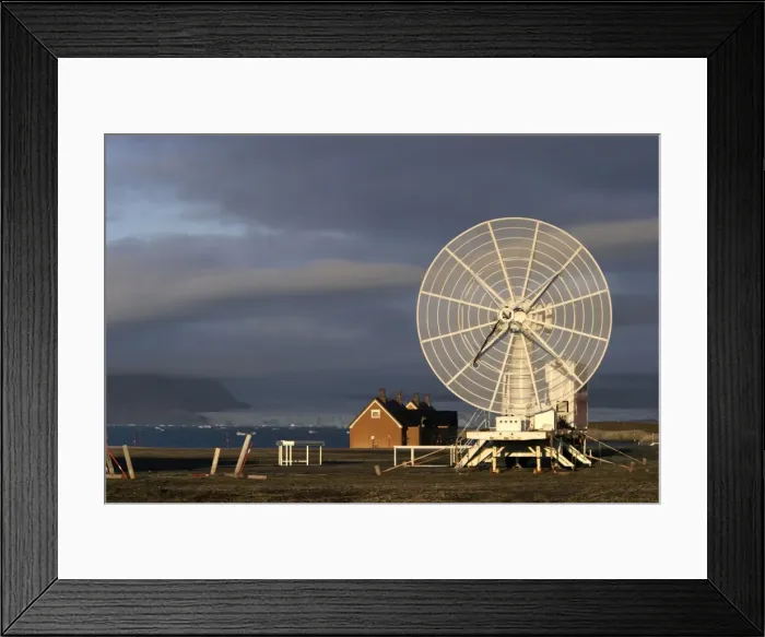 Framed Print : Ny-Alesund, Spitzbergen. Svalbard - Radar communications Latitude: 78. 55N Longitude: 011. 56E Altitude: 8m Framed Print : Ny-Alesund, Spitzbergen. Svalbard - Radar communications Latitude: 78. 55N Longitude: 011. 56E Altitude: 8m