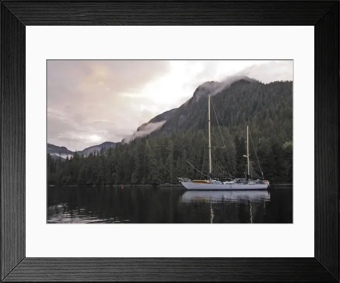 Framed Print : Sailing Boat - of the North West coast of British Colombia - South of Prince Rupert Island Framed Print : Sailing Boat - of the North West coast of British Colombia - South of Prince Rupert Island