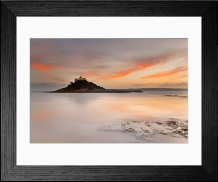 Framed Print : St Michael's Mount - from the beach at Marazion - at sunset - Cornwall Framed Print : St Michael's Mount - from the beach at Marazion - at sunset - Cornwall