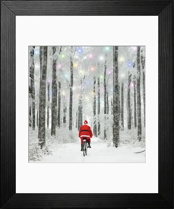 Framed Print : Father Christmas riding through woodland covered in winter snow with Christmas lights Digital Manipulation: Father Christmas, lights & more snow Framed Print : Father Christmas riding through woodland covered in winter snow with Christmas lights Digital Manipulation: Father Christmas, lights & more snow