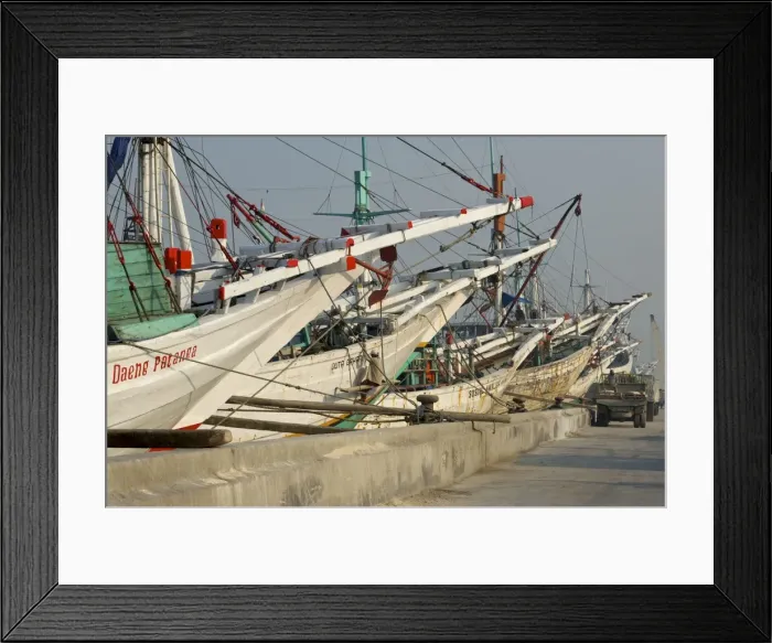 Framed Print : Indonesian boats - Phinisi tradional sailing boats - Jakarta harbour Framed Print : Indonesian boats - Phinisi tradional sailing boats - Jakarta harbour
