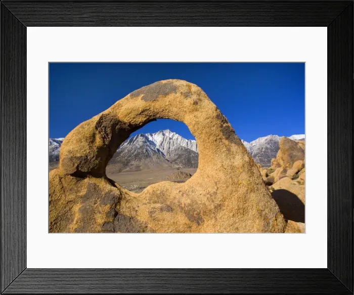 Framed Print : Whitney Portal Arch - Lone Pine, one of the snow-capped mountains of the Sierra Nevada, seen through Whitney Portal Arch - Alabama Hills Recreation Area, California, USA Framed Print : Whitney Portal Arch - Lone Pine, one of the snow-capped mountains of the Sierra Nevada, seen through Whitney Portal Arch - Alabama Hills Recreation Area, California, USA