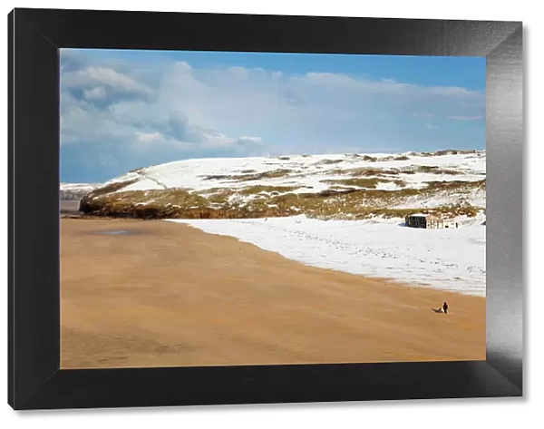 Perranporth - beach in snow - Cornwall - UK