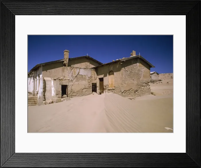 Framed Print : Africa - desert encroachment. Derelict diamond mining town. Kolmanskop, Namib Desert Framed Print : Africa - desert encroachment. Derelict diamond mining town. Kolmanskop, Namib Desert