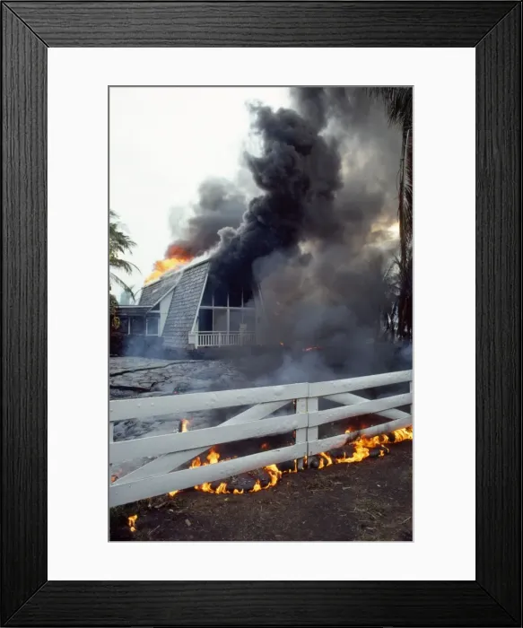 Framed Print : Hawaii Kilauea Volcano - home destroyed by lava flow Framed Print : Hawaii Kilauea Volcano - home destroyed by lava flow
