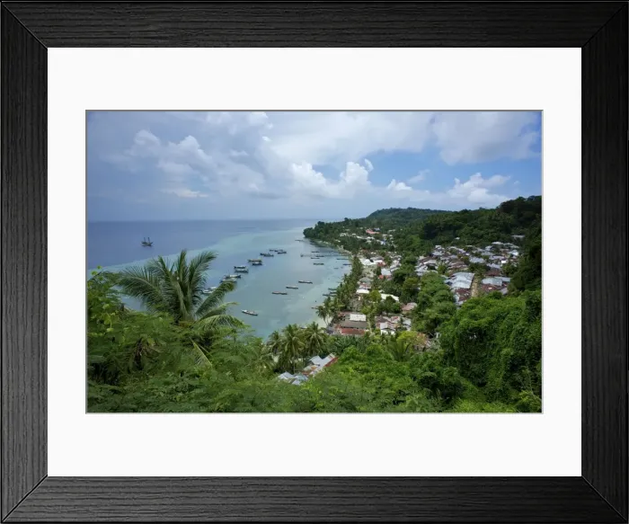 Framed Print : island of Run - Harbour high angle view - Spice Islands Indonesia Framed Print : island of Run - Harbour high angle view - Spice Islands Indonesia