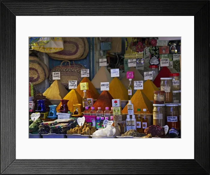 Framed Print : Morocco - market stall selling spices Framed Print : Morocco - market stall selling spices