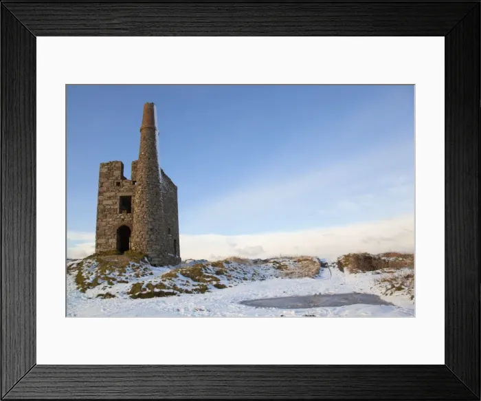 Framed Print : Ding Dong mine - engine house - in snow - Penwith - Cornwall - UK Framed Print : Ding Dong mine - engine house - in snow - Penwith - Cornwall - UK