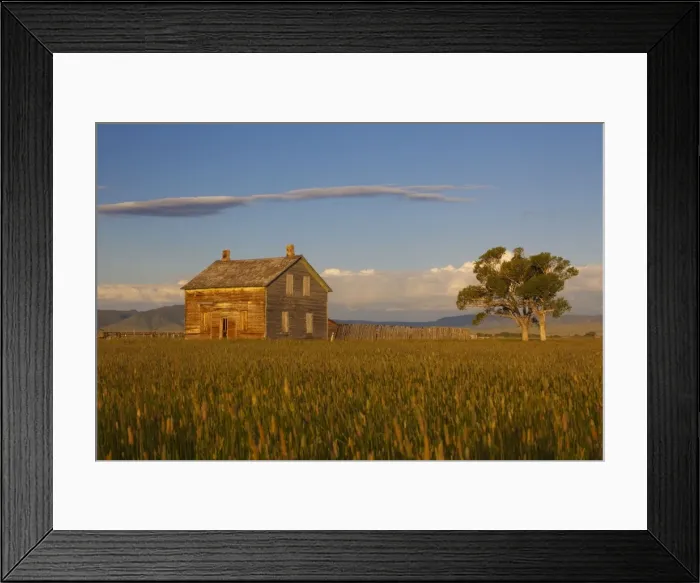 Framed Print : Old Farm house on prairie - southern Wyoming - July - USA Framed Print : Old Farm house on prairie - southern Wyoming - July - USA
