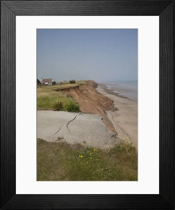 Framed Print : Collapsed tarmac road following cliff erosion on coast East Newton East Riding of Yorkshire UK Framed Print : Collapsed tarmac road following cliff erosion on coast East Newton East Riding of Yorkshire UK