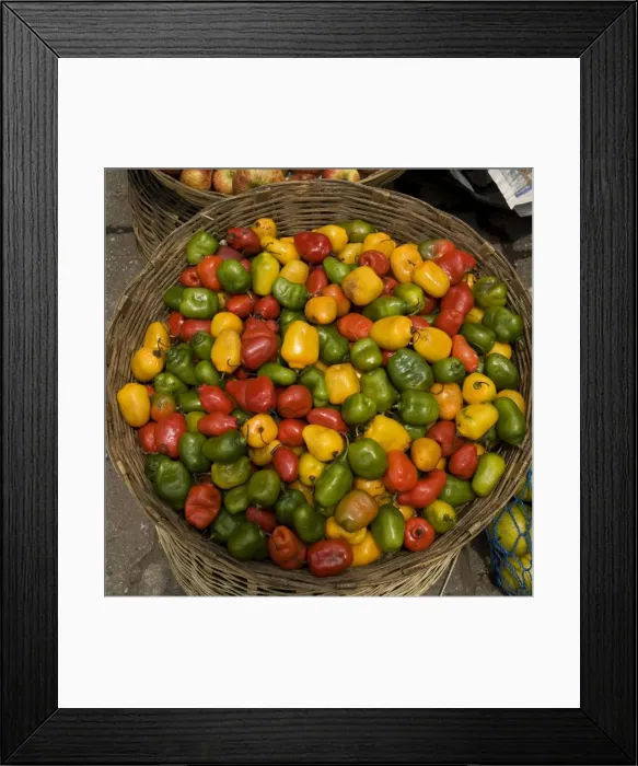 Framed Print : Guatemala - basket of peppers at market Framed Print : Guatemala - basket of peppers at market