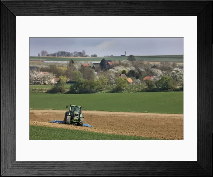 Framed Print : Farming - agricultural landscape with tractor ploughing Framed Print : Farming - agricultural landscape with tractor ploughing