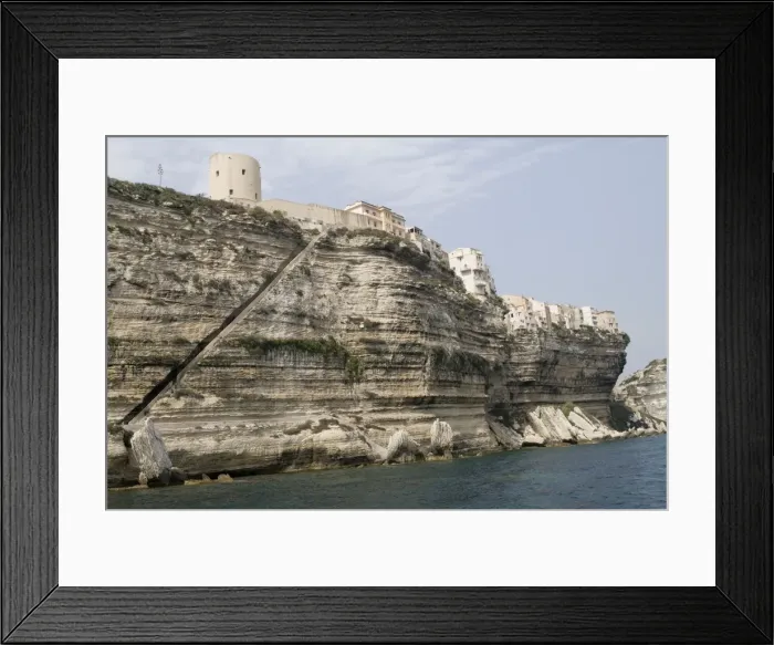 Framed Print : King of Aragon's Steps - Bonifacio - South Corsica - The 187 stairs that lead from the city level down to the ocean level. Legend says that these 187 steps cut into the cliff-face were hewn in one night by King Aragon's soldiers - Alphonse Framed Print : King of Aragon's Steps - Bonifacio - South Corsica - The 187 stairs that lead from the city level down to the ocean level. Legend says that these 187 steps cut into the cliff-face were hewn in one night by King Aragon's soldiers - Alphonse
