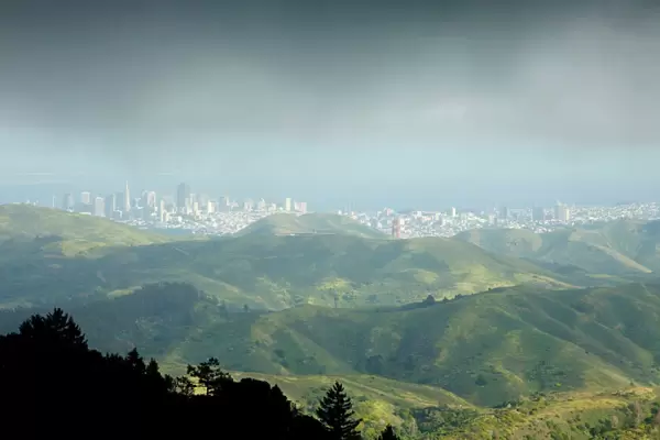 City of San Francisco viewed from Mount Tamalpais, under a blanket of fog. California