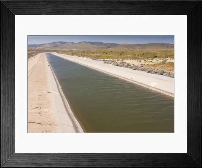 Framed Print : California Aqueduct irrigation canal in Antelope Valley, southern California Framed Print : California Aqueduct irrigation canal in Antelope Valley, southern California