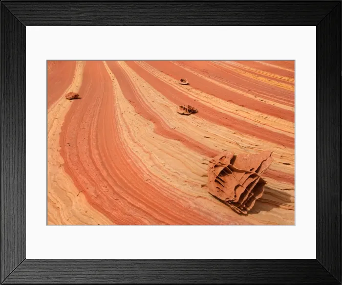 Framed Print : Boxwork Boneyard - old sand dunes turned into hard, compacted rock over the ages, with amazing yellow and red coloured striations. Boxwork boulders, which look like big chunks of bone, are laying on the colourful stripes - Vermillion Cliffs Framed Print : Boxwork Boneyard - old sand dunes turned into hard, compacted rock over the ages, with amazing yellow and red coloured striations. Boxwork boulders, which look like big chunks of bone, are laying on the colourful stripes - Vermillion Cliffs