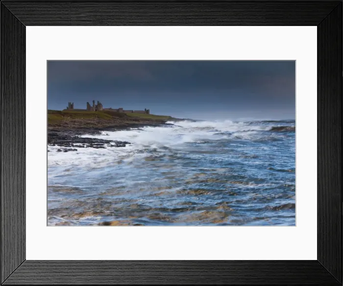 Framed Print : Dunstanburgh Castle - stormy North Sea - autumn - Northumberland National Park - England Framed Print : Dunstanburgh Castle - stormy North Sea - autumn - Northumberland National Park - England