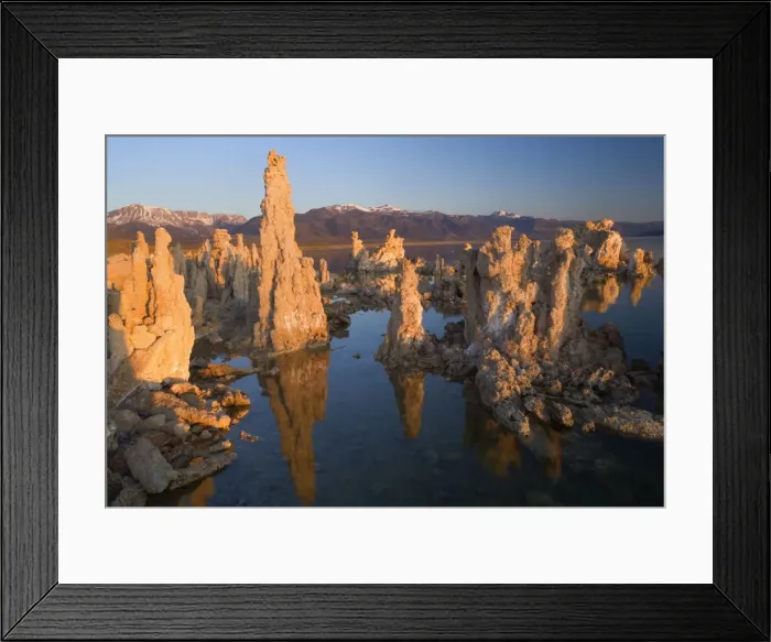 Framed Print : Tufa Formation - Tufa Formations reflected in the alkaline waters of Mono Lake with the snow-covered mountains of the Sierra Nevada in the background - early morning light - Mono Lake - California - USA Framed Print : Tufa Formation - Tufa Formations reflected in the alkaline waters of Mono Lake with the snow-covered mountains of the Sierra Nevada in the background - early morning light - Mono Lake - California - USA