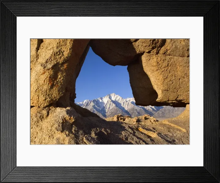 Framed Print : Boot Arch - Lone Pine, one of the snow-capped mountains of the Sierra Nevada, framed by granite arch in the shape of a boot - Alabama Hills Recreation Area, California, USA Framed Print : Boot Arch - Lone Pine, one of the snow-capped mountains of the Sierra Nevada, framed by granite arch in the shape of a boot - Alabama Hills Recreation Area, California, USA