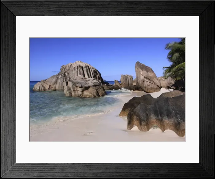 Framed Print : Rocks on beach at Anse Patates - La Digue - Seychelles Framed Print : Rocks on beach at Anse Patates - La Digue - Seychelles