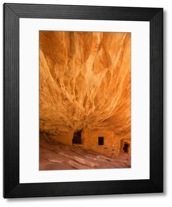 Framed Print : House on Fire Ruin - ancient puebluan dwelling built into an alcove in Mule Canyon. There is an intricate pattern visible on the ceiling of the alcove which, in reflected light, look like flames, giving the ruin its name - Mule Canyon, Cedar Mesa Framed Print : House on Fire Ruin - ancient puebluan dwelling built into an alcove in Mule Canyon. There is an intricate pattern visible on the ceiling of the alcove which, in reflected light, look like flames, giving the ruin its name - Mule Canyon, Cedar Mesa