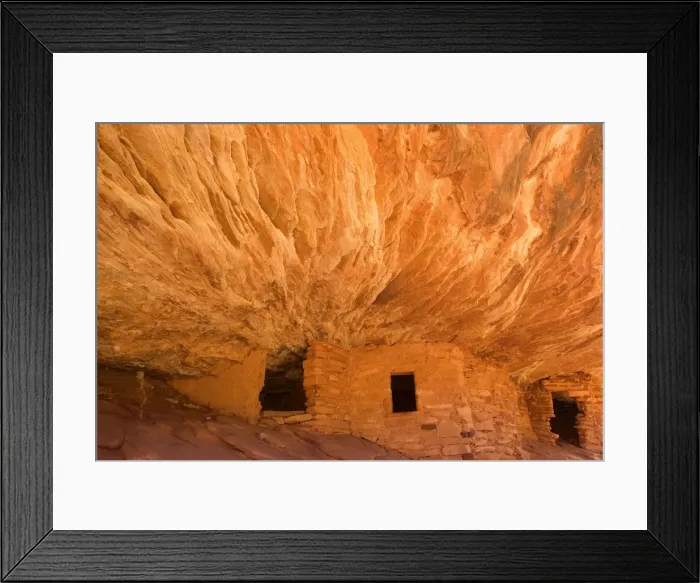 Framed Print : House on Fire Ruin - ancient puebluan dwelling built into an alcove in Mule Canyon. There is an intricate pattern visible on the ceiling of the alcove which, in reflected light, look like flames, giving the ruin its name - Mule Canyon, Cedar Mesa Framed Print : House on Fire Ruin - ancient puebluan dwelling built into an alcove in Mule Canyon. There is an intricate pattern visible on the ceiling of the alcove which, in reflected light, look like flames, giving the ruin its name - Mule Canyon, Cedar Mesa