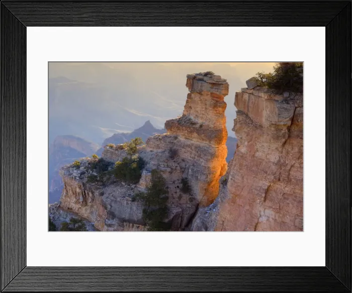 Framed Print : Grand Canyon - rock formation in the shape of a turret and panoramic view from Yaki Point into the Grand Canyon at sunrise - Grand Canyon National Park - South Rim - Arizona - USA Framed Print : Grand Canyon - rock formation in the shape of a turret and panoramic view from Yaki Point into the Grand Canyon at sunrise - Grand Canyon National Park - South Rim - Arizona - USA