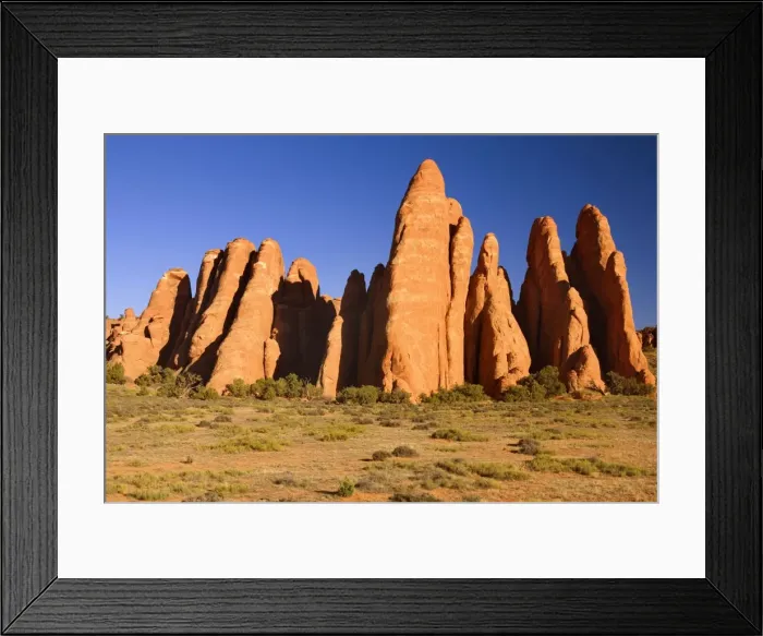 Framed Print : Sandstone Fins - a group of fin-shaped red sandstone formations - Arches National Park, Utah, USA Framed Print : Sandstone Fins - a group of fin-shaped red sandstone formations - Arches National Park, Utah, USA