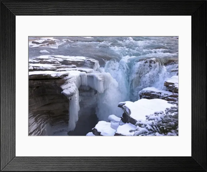 Framed Print : Athabaska Falls - partially frozen. Rocky Mountains - Jasper National Park - Alberta - Canada Framed Print : Athabaska Falls - partially frozen. Rocky Mountains - Jasper National Park - Alberta - Canada