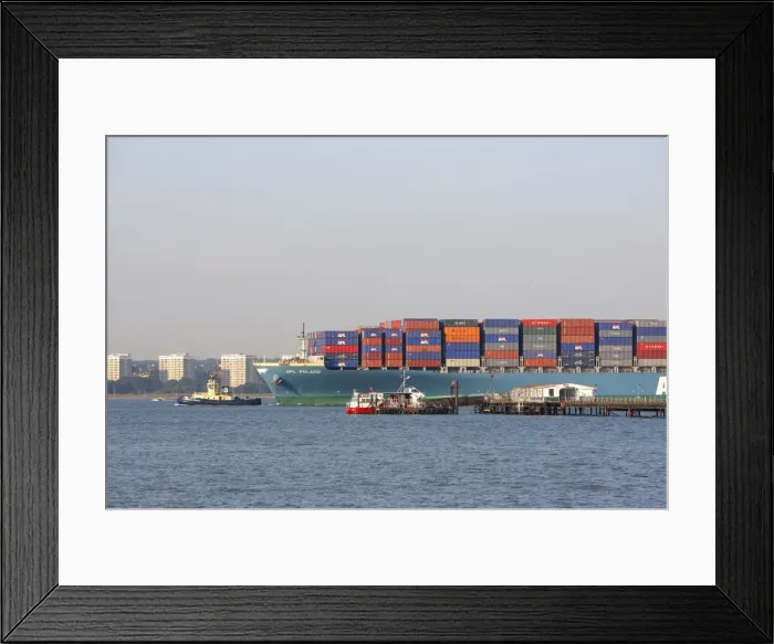 Framed Print : Freight Ship - with tug guiding it into port. Southampton Port - UK Framed Print : Freight Ship - with tug guiding it into port. Southampton Port - UK
