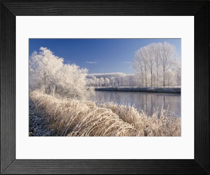 Framed Print : Hoar-frost - on river landscape Framed Print : Hoar-frost - on river landscape