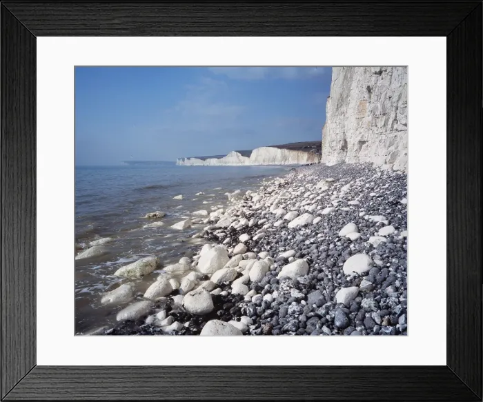 Framed Print : CHALK CLIFFS -looking towards Seven Sisters white cliffs of Dov Framed Print : CHALK CLIFFS -looking towards Seven Sisters white cliffs of Dov