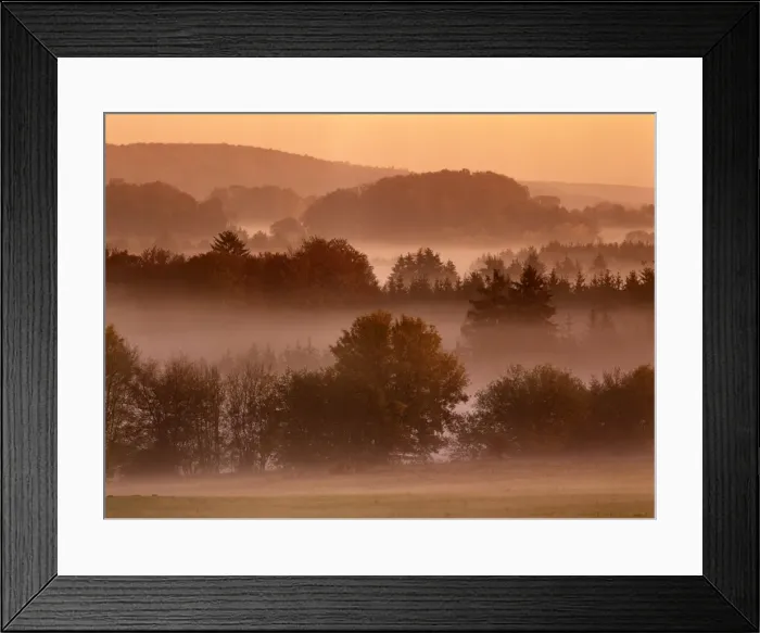 Framed Print : Morning mood scenery on a foggy morning in autumn Baden-Wuerttemberg, Germany Framed Print : Morning mood scenery on a foggy morning in autumn Baden-Wuerttemberg, Germany