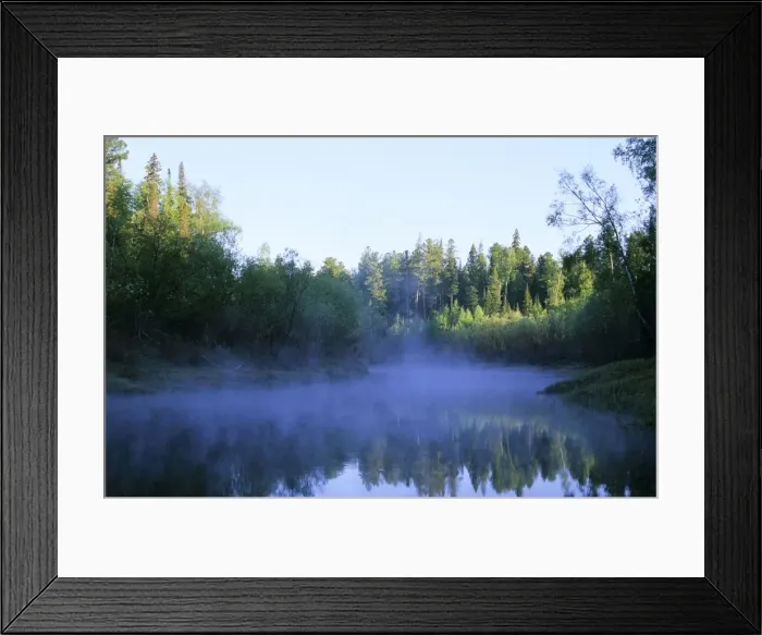 Framed Print : Morning mist over river Negustyah (typical Siberian river), a tributary of river Bolshoi Ugan, near Ugut settlement; Uganskii Nat. reserve, Siberia, Russia; spring Ug37. 0695