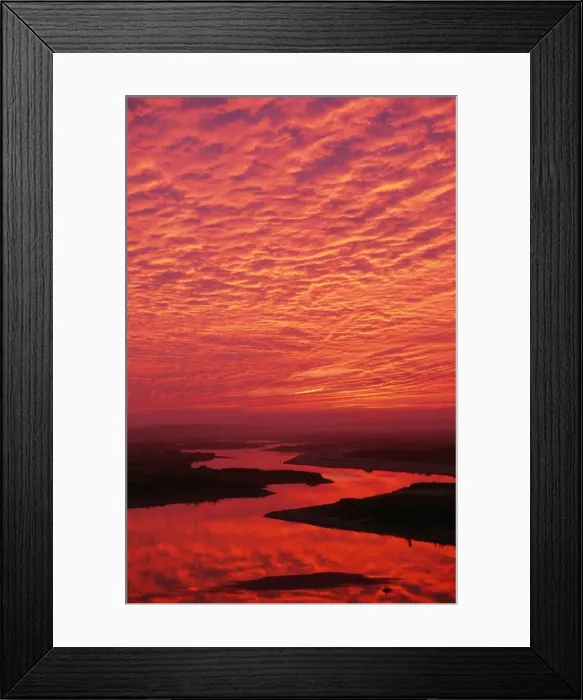 Framed Print : Sunset. ME-333. SUNSET - RED SKY OVER RIVER Framed Print : Sunset. ME-333. SUNSET - RED SKY OVER RIVER