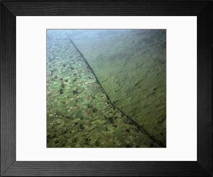 Framed Print : Rwanda - Aerial view of Africa, Virunga National Park (Parc National des Volcans) showing the boundary of the park and agricultural land, Virunga Volcanoes, Home of Mountain Gorilla, 2003 Framed Print : Rwanda - Aerial view of Africa, Virunga National Park (Parc National des Volcans) showing the boundary of the park and agricultural land, Virunga Volcanoes, Home of Mountain Gorilla, 2003
