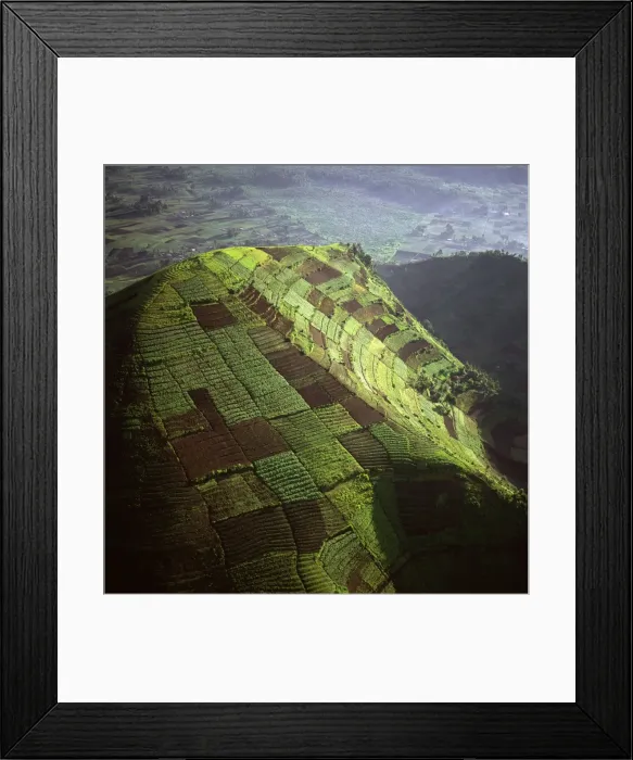 Framed Print : Democratic Republic of Congo - Aerial view of Africa, Intensive agricultureon Virunga foothills, 2003 Framed Print : Democratic Republic of Congo - Aerial view of Africa, Intensive agricultureon Virunga foothills, 2003