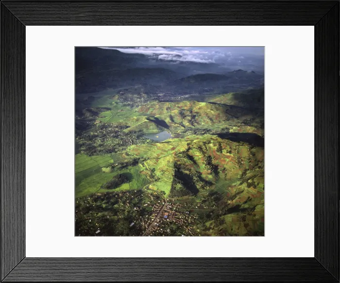 Framed Print : Rwanda - Aerial view of Africa, Intensive agriculture on Virunga foothills, 2003 Framed Print : Rwanda - Aerial view of Africa, Intensive agriculture on Virunga foothills, 2003