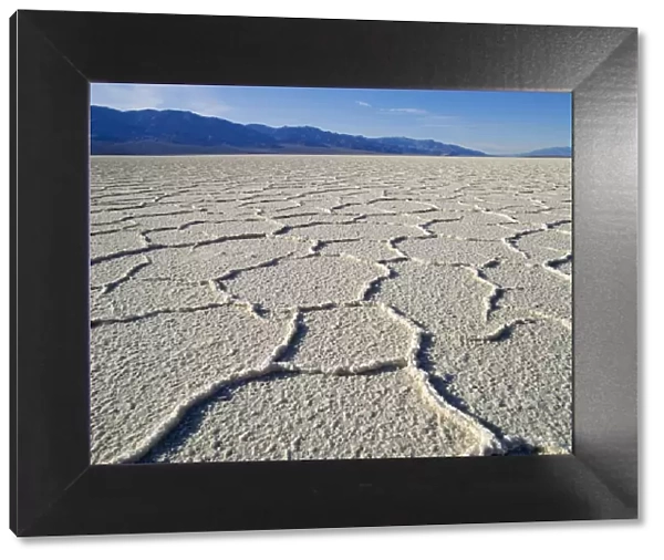 USA - Death Valley National Monument, Badwater salt flats, lowest point in United States -86m (-282 feet) California, USA