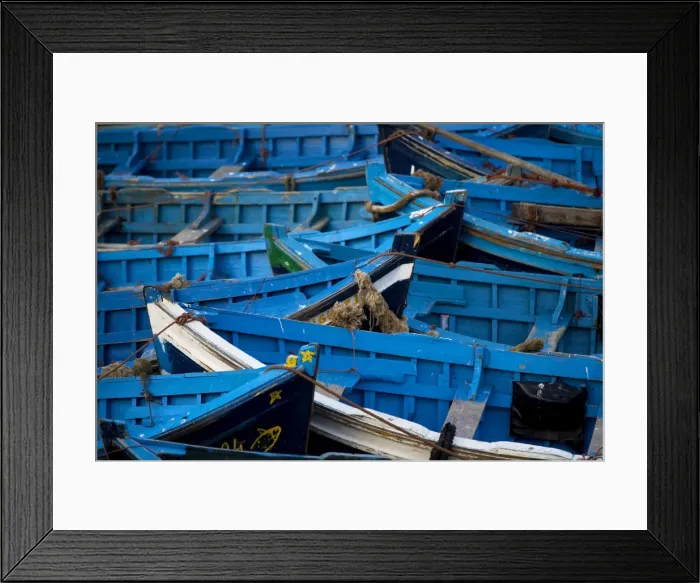 Framed Print : Morocco - blue boats Framed Print : Morocco - blue boats