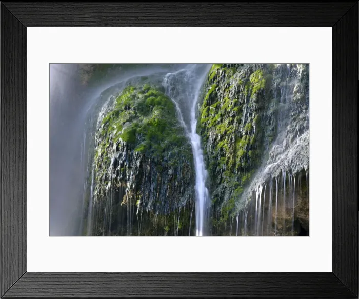 Framed Print : Waterfall detail of water falling down a cliff and over moss covered rocks Baden-Wuerttemberg, Germany Framed Print : Waterfall detail of water falling down a cliff and over moss covered rocks Baden-Wuerttemberg, Germany