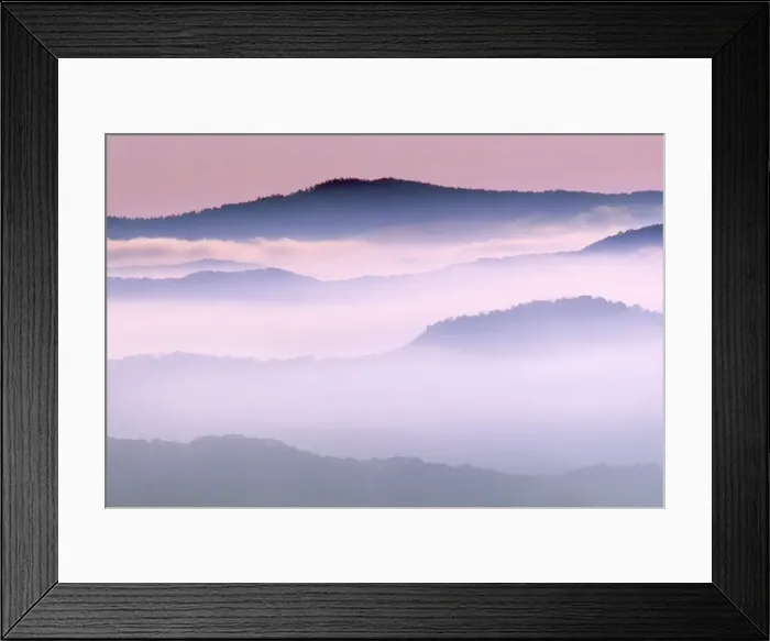 Framed Print : USA - mist & dawn clouds covering mountain ridges. Valley of Newfound Gap road, Great Smoky National Park Framed Print : USA - mist & dawn clouds covering mountain ridges. Valley of Newfound Gap road, Great Smoky National Park