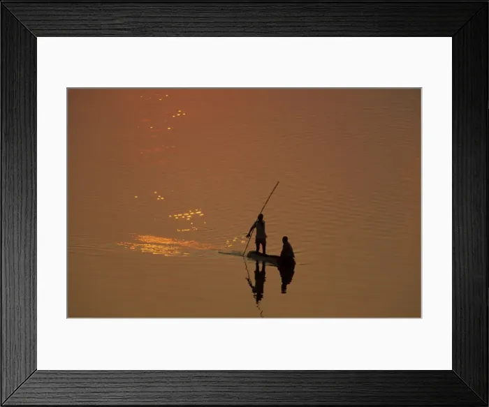 Framed Print : Zambia - Fishermen at sunset on the Luangwa river. South Luangwa National Park, Zambia Framed Print : Zambia - Fishermen at sunset on the Luangwa river. South Luangwa National Park, Zambia