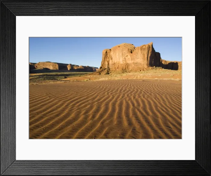Framed Print : USA - Structural forms in the sand against the background of a sandstone mesa in the southern part of the Monument Valley. Monument Valley Navajo Tribal Park, Navajo Nation, Arizona / Utah, USA Framed Print : USA - Structural forms in the sand against the background of a sandstone mesa in the southern part of the Monument Valley. Monument Valley Navajo Tribal Park, Navajo Nation, Arizona / Utah, USA