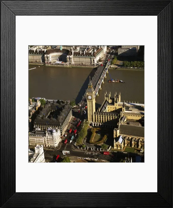 Framed Print : Aerial image of London, England, UK: Houses of Parliament (the Palace of Westminster), Big Ben, Westminster Framed Print : Aerial image of London, England, UK: Houses of Parliament (the Palace of Westminster), Big Ben, Westminster